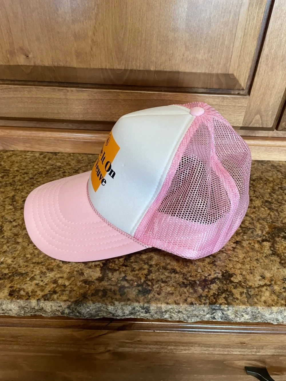 Blame It On The Veuve Pink Trucker snap back Hat
